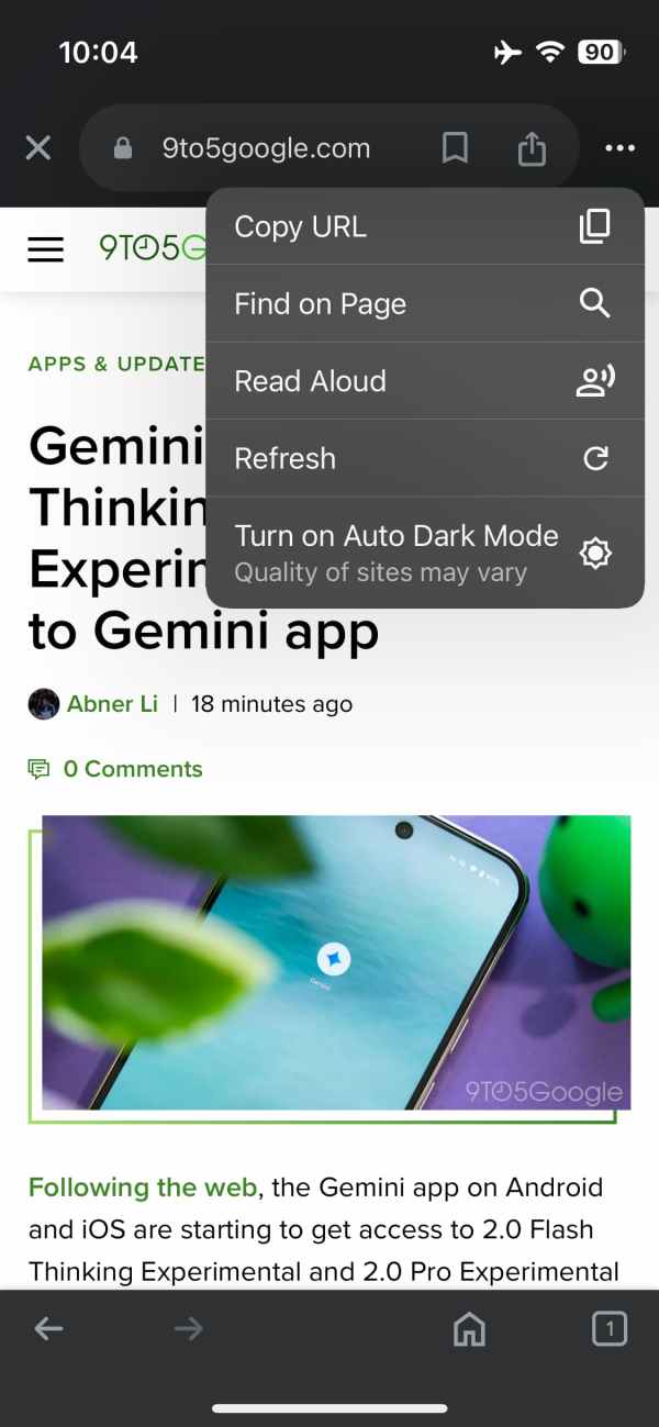 Google Auto Dark Mode