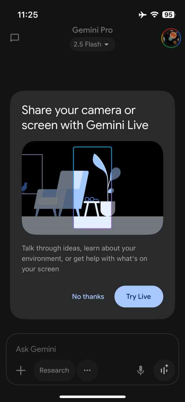Gemini Live camera iPhone