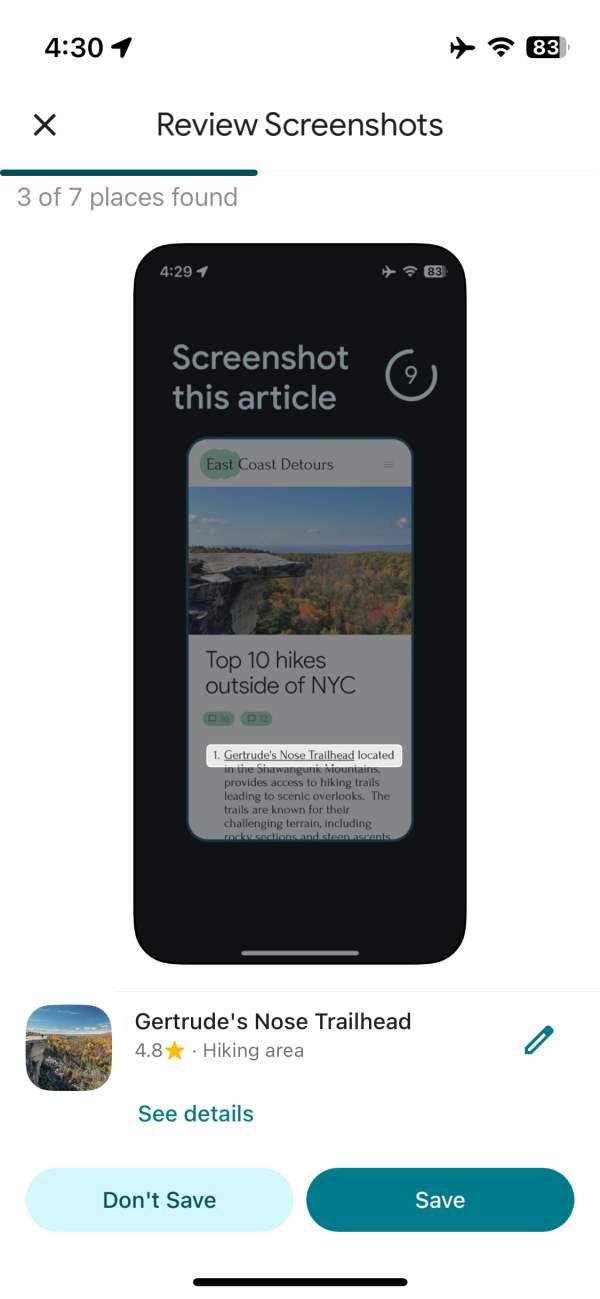 Google Maps screenshots
