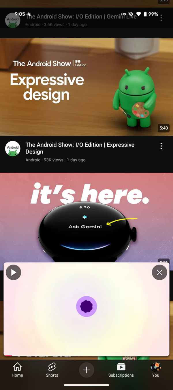 YouTube miniplayer update