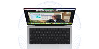 New compact camera module for M5 MacBooks | Existing MacBook Pro shown