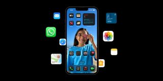 The iPhone 16e is a crucial experiment for Apple | Promo image of phone and apps