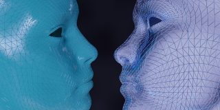 Should Apple let us choose our own AI chatbot to replace Siri? | Two wireframe faces in different colors