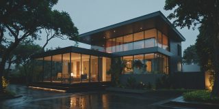 Can smart home tech add to the resale value of a property? | A modern glass-fronted house seen at dusk