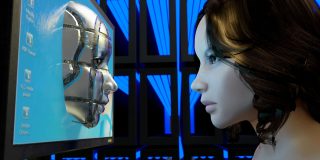 At least Apple Intelligence doesn't tell addicts to take meth | Two AI figures look at each other