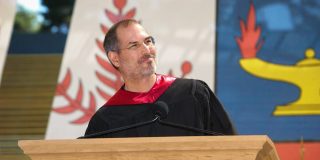 Steve Jobs Stanford commencement. Photograph by Linda A. Cicero. Courtesy Stanford University.