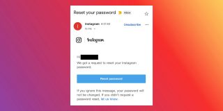 Instagram password reset emails (example shown) should be ignored