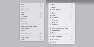 macOS Tahoe icons do exactly what Apple said designers should never do | Sequoia menu items left, Tahoe version right