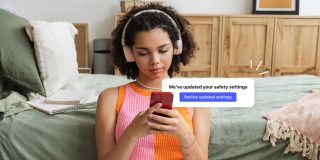Meta AI will analyze faces of teen users 'but it's not face recognition' | The photo shows a teenage girl receiving a notification of new safety settings