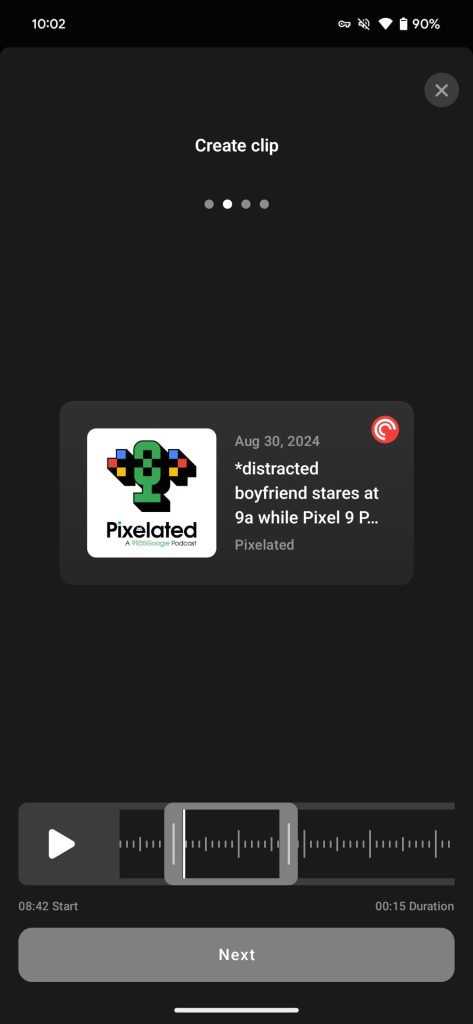 Pocket Casts share clip