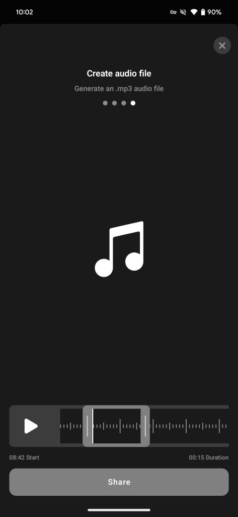 Pocket Casts share clip