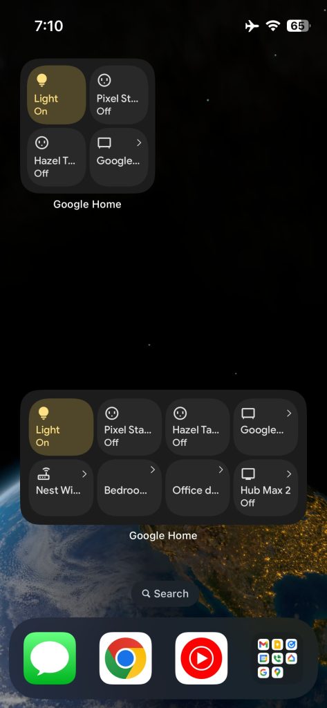 Google Home widgets iPhone