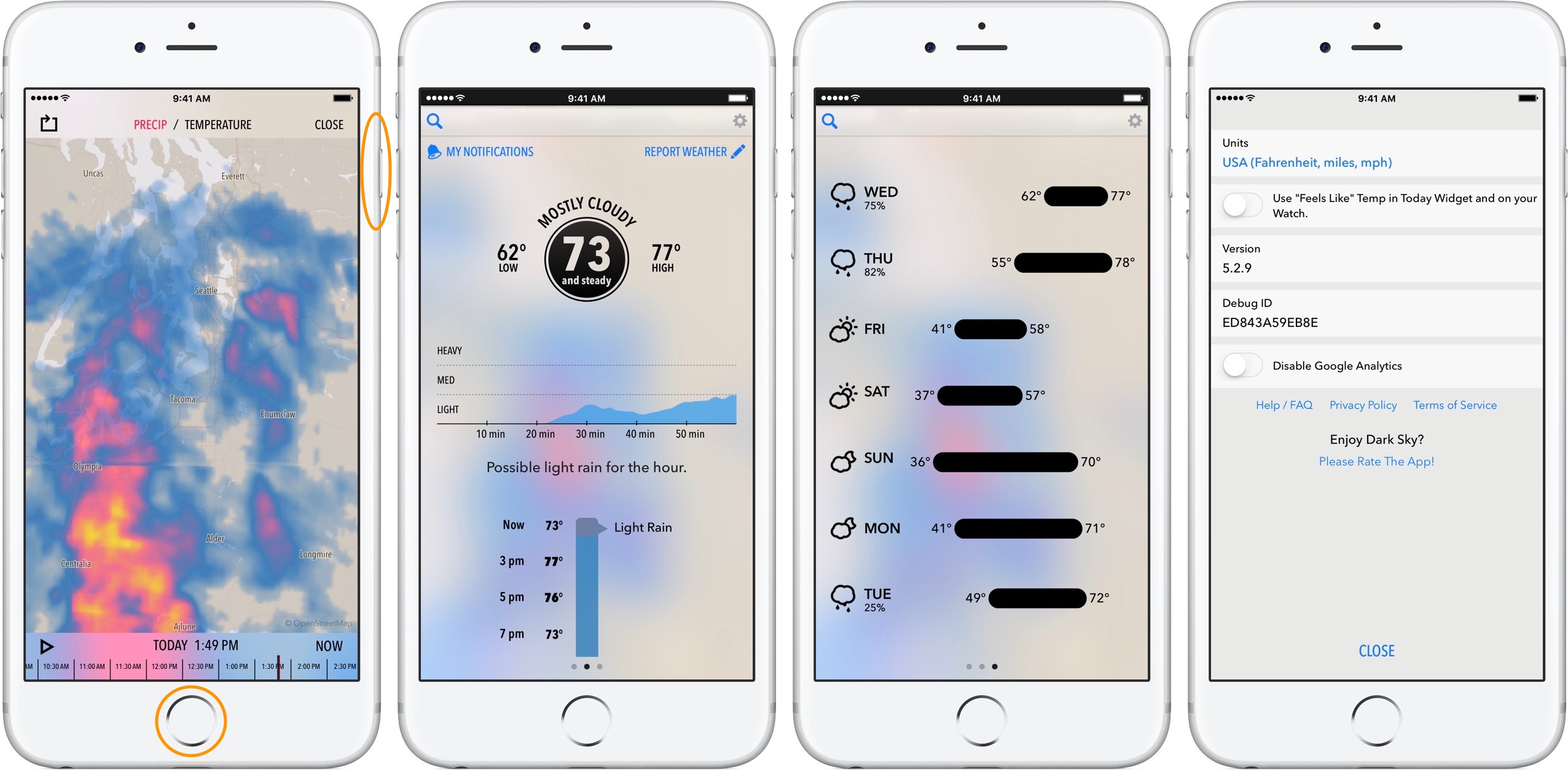 Image showing screenshots of the DarkSky app