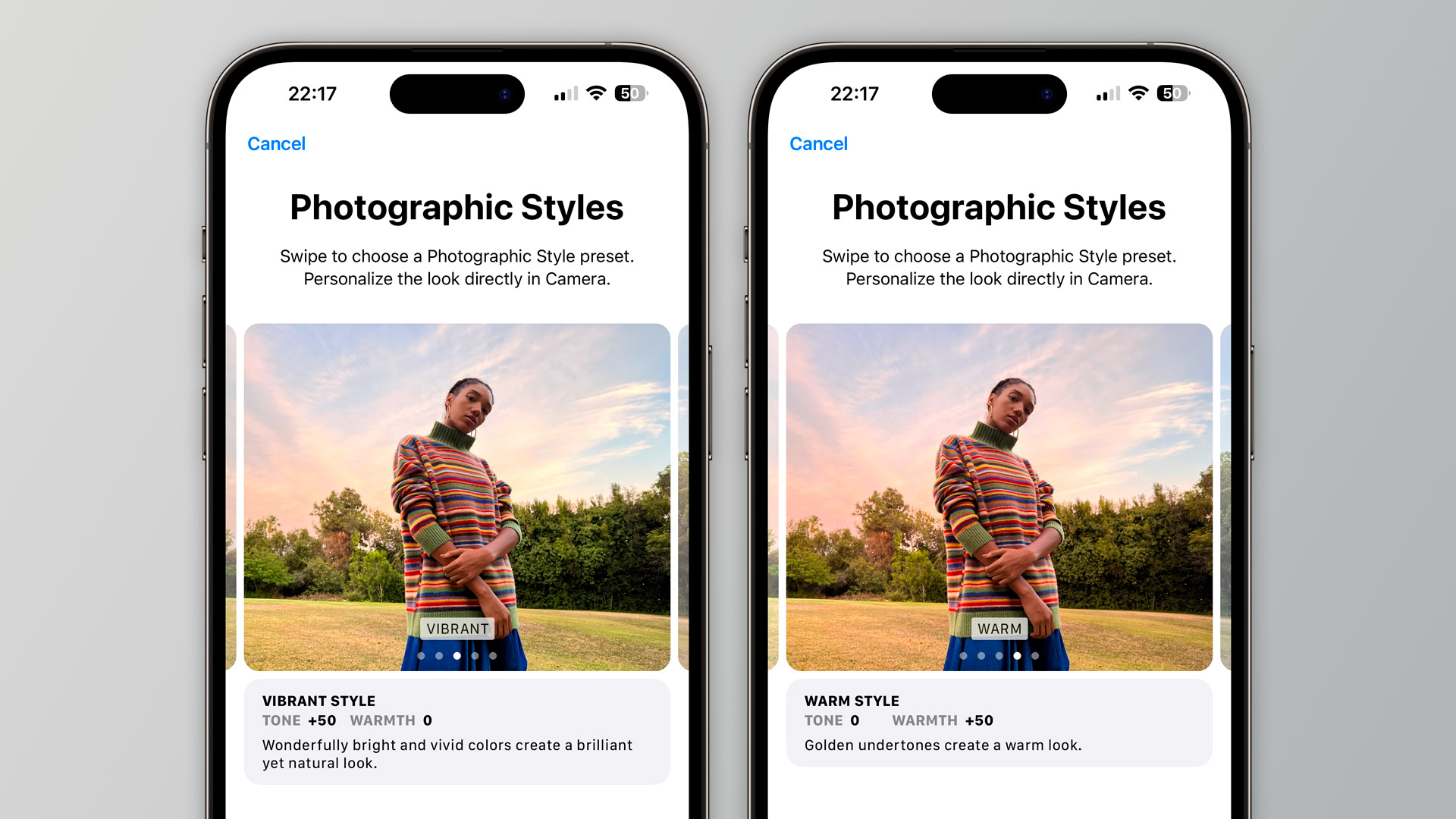 Photographic Styles iPhone