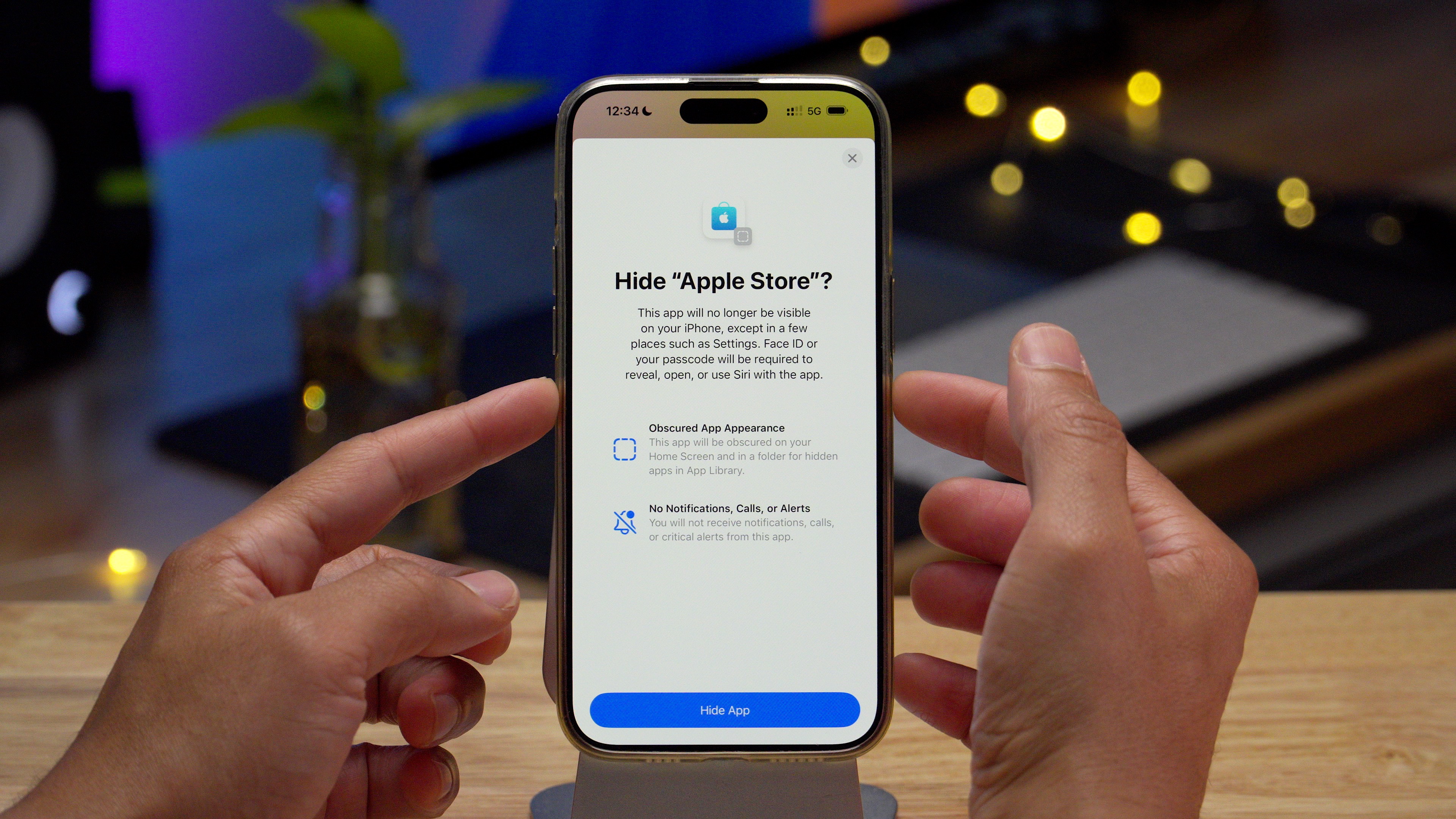 Hide Apple Store prompt and details