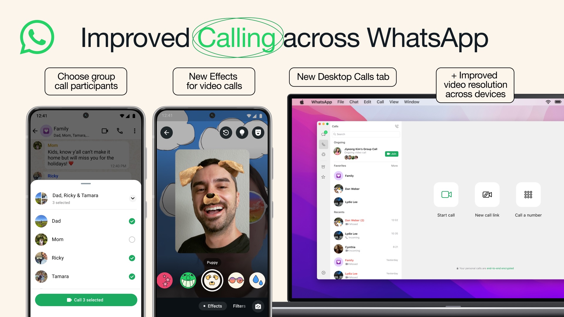 WhatsApp announces improvements to audio and video calls