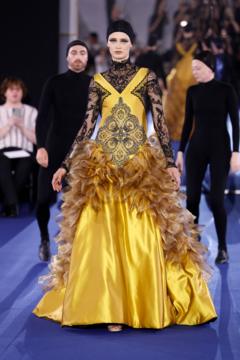 A model walks the runway during the Alexis Mabille Haute Couture Fall/Winter 2026/2027 show as part of Paris Fashion Week on July 07, 2026 in Paris, France.