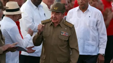 Getty Images Raul Castro greeting crowds in 2017