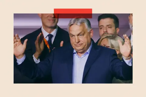 Reuters Viktor Orban with his hands stretched to his sides in front