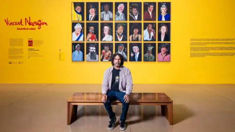 National Gallery of Australia Vincent Namatjira with his Australia in Colour installation