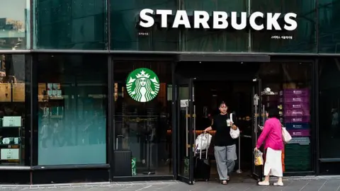 Getty Images The shopfront of a Starbucks branch in Seoul