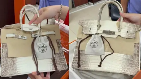 Ho Chi Minh City Asset Auction Service Center A composite image of two white Birkin handbags.