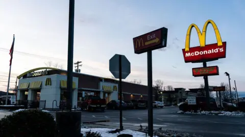 Getty Images The McDonald's restaurant where Luigi Mangione was arrested in Altoona, Pennsylvania, US, on Tuesday, Dec. 17, 2024