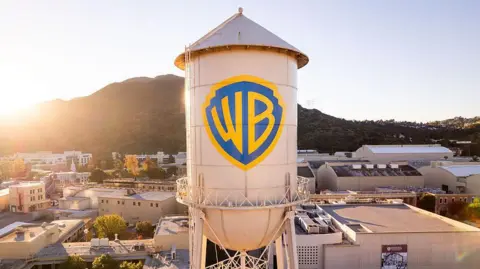 Getty Images The Warner Bros logo is displayed on the water tower 