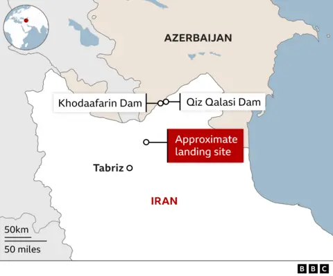 Map showing parts of Iran where President Ebrahim Raisi visited on Sunday 