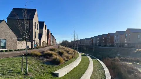 A new build housing estate set on developed parkland 