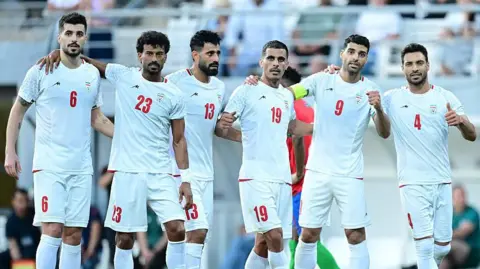 Orhan Cicek/Anadolu via Getty Images Players of Iran National Football Team celebrate after their teammate Mehdi Taremi (9) scored a goal during a friendly football match against Gambia at Titanic Mardan Palace Sports Complex in Antalya, Turkiye on May 29, 2026. 