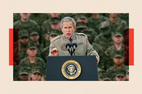 Getty Images George W. Bush speaks to Marines on the 63rd anniversary of the Japanese attack on Pearl Harbor