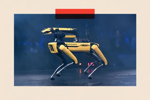 Web Summit via Getty Images Spot, Boston Dynamics Robot Dog, on centre stage 
