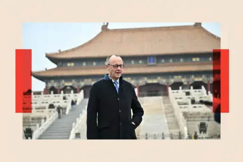 AFP via Getty Images German Chancellor Friedrich Merz visits the Forbidden City in Beijing