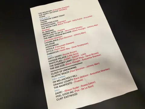 A photo of Gorillaz' setlist at Tottenham Hotspur Stadium on 20 June, 2026