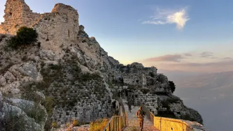 Reuters Israeli soldiers walk through the ruins of Beaufort Castle, whose keep stands high above them in the left of the picture.