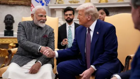 Getty Images U.S. President Donald Trump and Indian Prime Minister Narendra Modi meet in the Oval Office at the White House on February 13, 2025 in Washington, DC