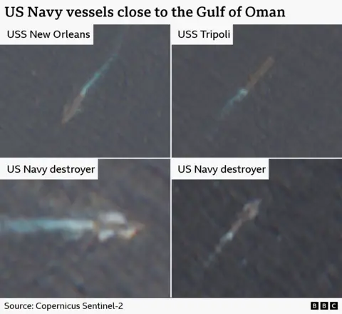 Satellite images of the four US warships