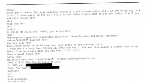US Department of Justice An image of an email exchange between 
