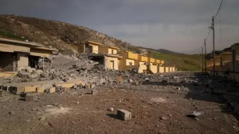 Matthew Goddard / BBC The base of an Kurdish Iranian opposition group hit by Iranian strikes. Photo: 4 March 2026