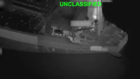X/US Central Command Still from a video released by US Central Command purportedly showing the the Botswana-flagged M/T oil tanker 