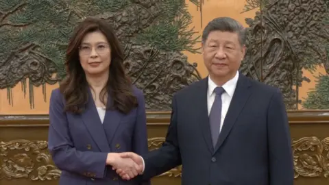 CTI Cheng Li-wun shaking hands with Xi Jinping