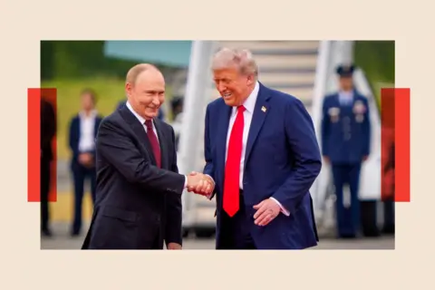 Getty Images Vladimir Putin and Donald Trump shaking hands