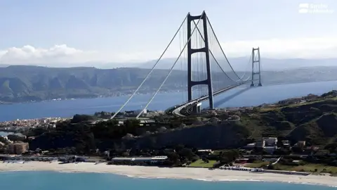 Stretto di Messina A rendering of the bridge by the Messina Strait company