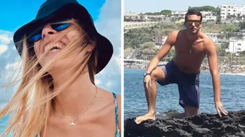 Facebook A woman in a hat and sunglasses beside a man in shorts who is standing on a rock