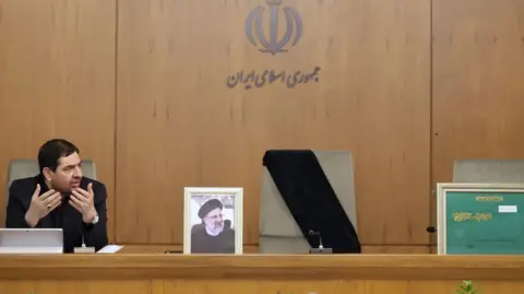 Reuters Mohammad Mokhber chairs a cabinet meeting in Tehran following the death of Ebrahim Raisi (20 May 2024)