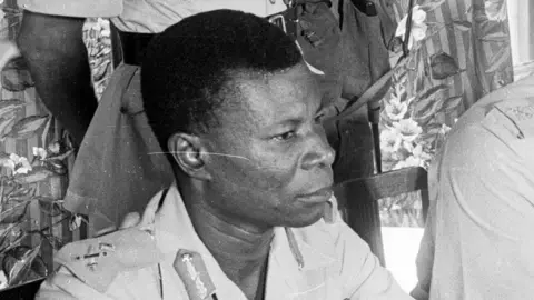 Getty Images A black and white photo of Emmanuel Kwasi Kotoka in uniform in 1966