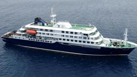 Reuters A drone view of the cruise ship MV Hondius