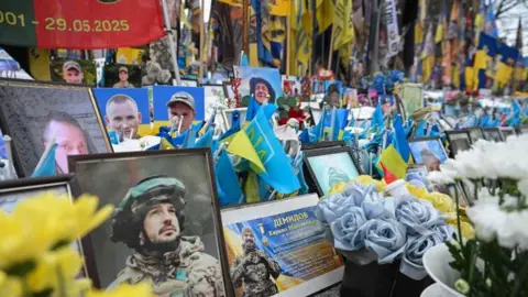 EPA Memorials to fallen Ukrainian soldiers in Kyiv