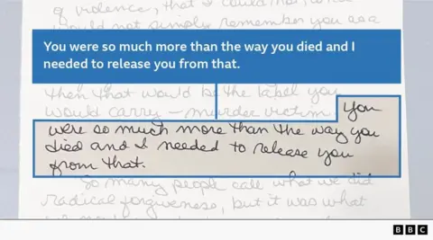 Kate Grosmaire Handwritten text that says: "You were so much more than the way you died, and I needed to release you from that."
